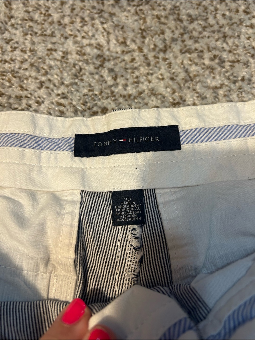 Tommy Hilfiger Blue and White Striped Men’s Shorts - Picture 2 of 2